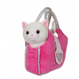 Lovely bag white cat - fushia bag- 20 cm