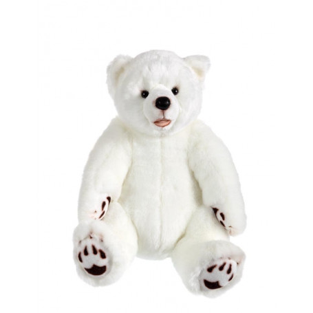 Ours Grizzly assis blanc - 42 Cm