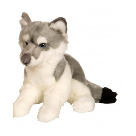 Loup allongé gris - 30 cm