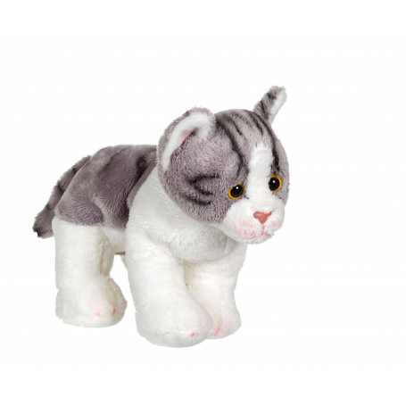 Chat Floppikitty - gris et blanc 22 cm