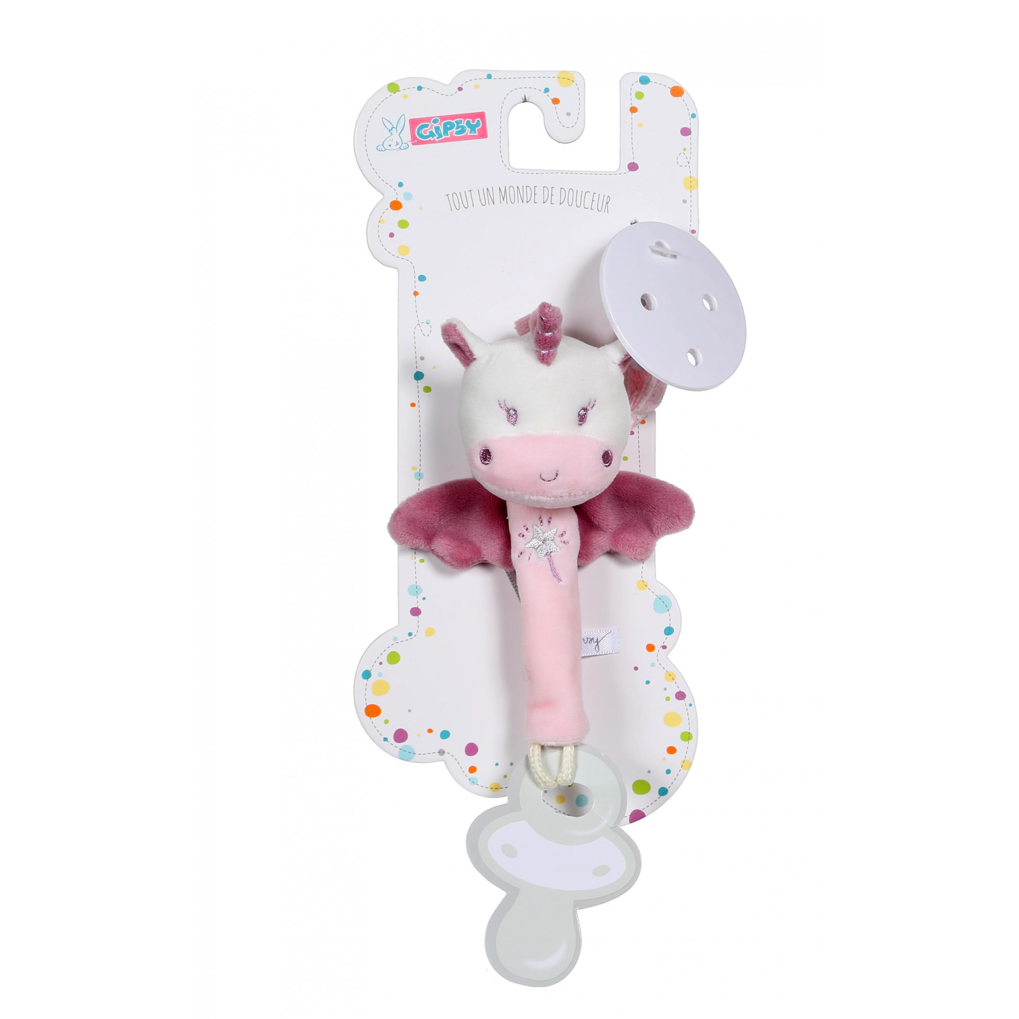 “Les p'tits féeriques” unicorn Dummy clip - 13 cm s/card