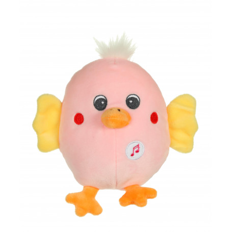 Funny Eggs with sound 15 cm - pink and yellow chick