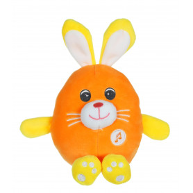 Funny Eggs with sound 15 cm - orange and yellow rabbit