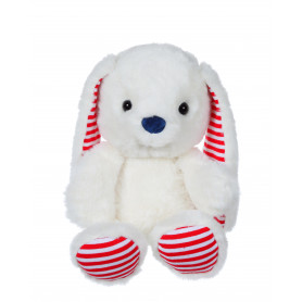 Les Marinières - white rabbit with red stripes - 15 cm
