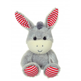 Les Marinières - gray donkey with red stripes - 15 cm