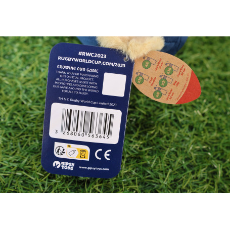 Orso Di Peluche Coppa Del Mondo Rugby 2023 - Licenza Ufficiale, 30 Cm, Eco-Friendly, Beige/Marino - Foto 7