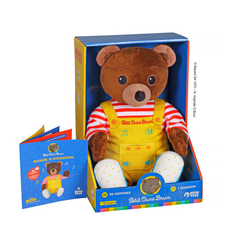 Petit Ours Brun Peluche Interactive Musicale et Conteuse d'Histoires - 28 cm