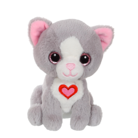 Lovely Cat - White and Grey - 15 cm