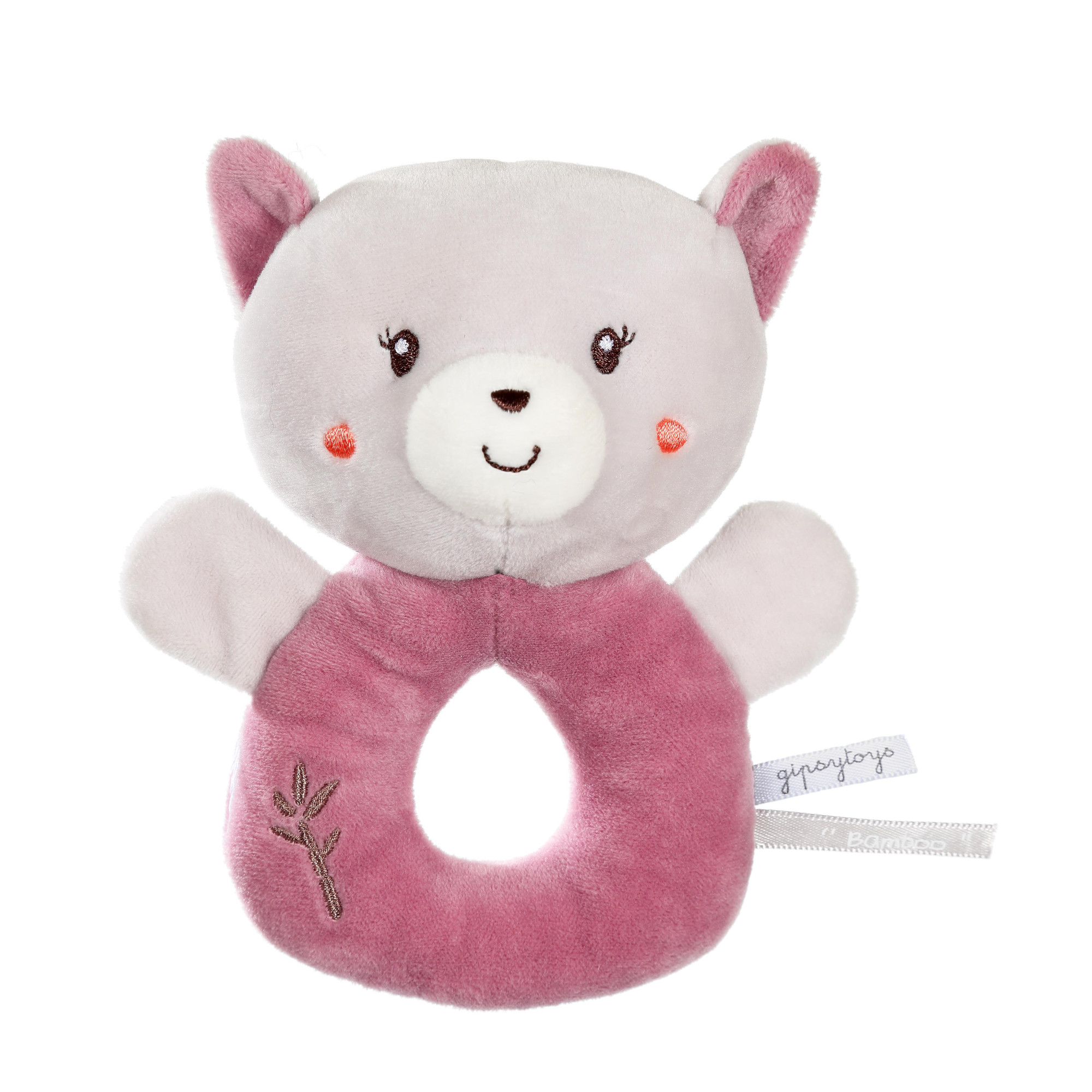 Rattle "Bamboo" Cat - 14 cm on card.