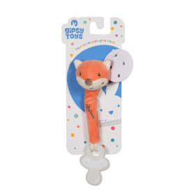 Pacifier Clip "Bamboo" Fox - 13 cm on card