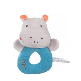 Rattle "Bamboo" Hippopotamus - 14 cm on card.