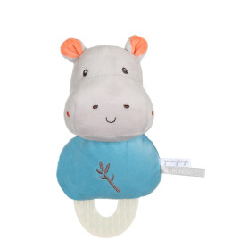 Plush Teething Comforter "Bamboo" Hippopotamus - 17 cm on card.