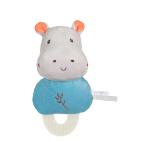 Doudou de dentition "Bamboo" Hippopotame - 17 cm s/carte