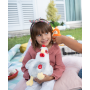 Poule sonore grise et blanche - 22 cm