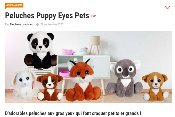 On parle des peluches Puppy eyes pets sur le blog